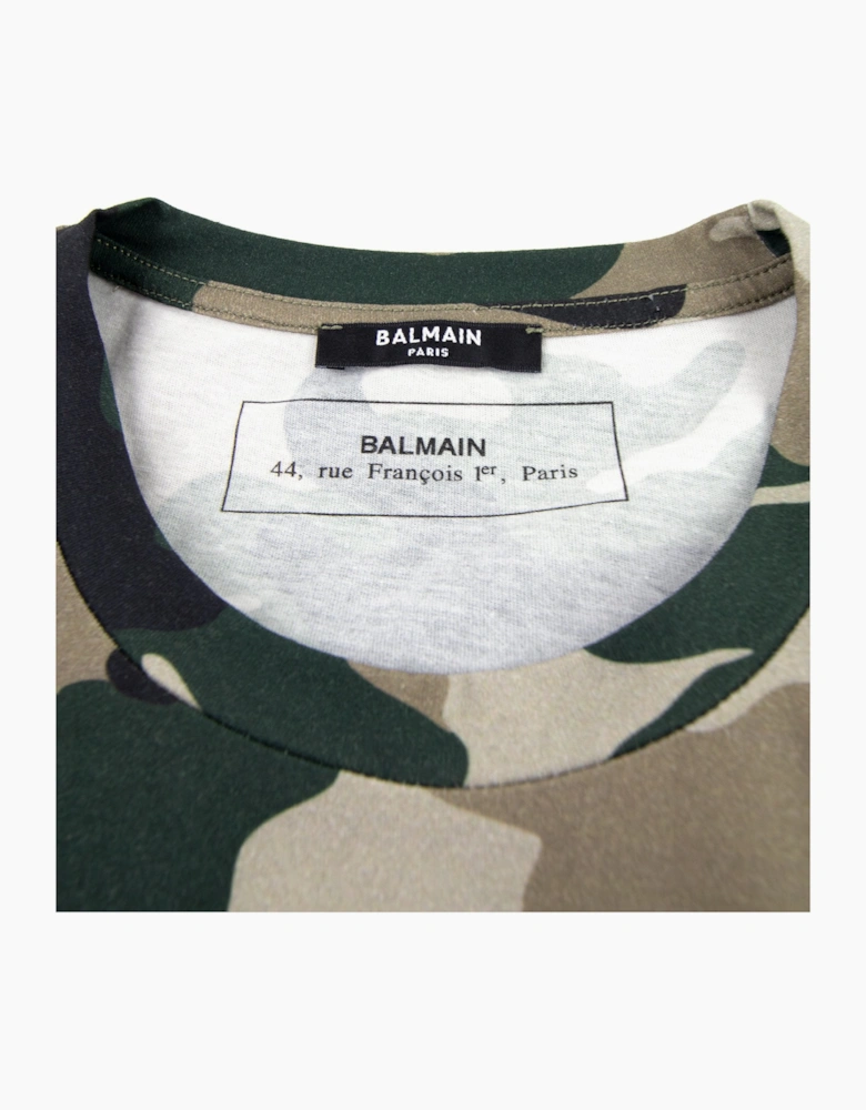 Balmain Logo Cotton T-shirt Camo