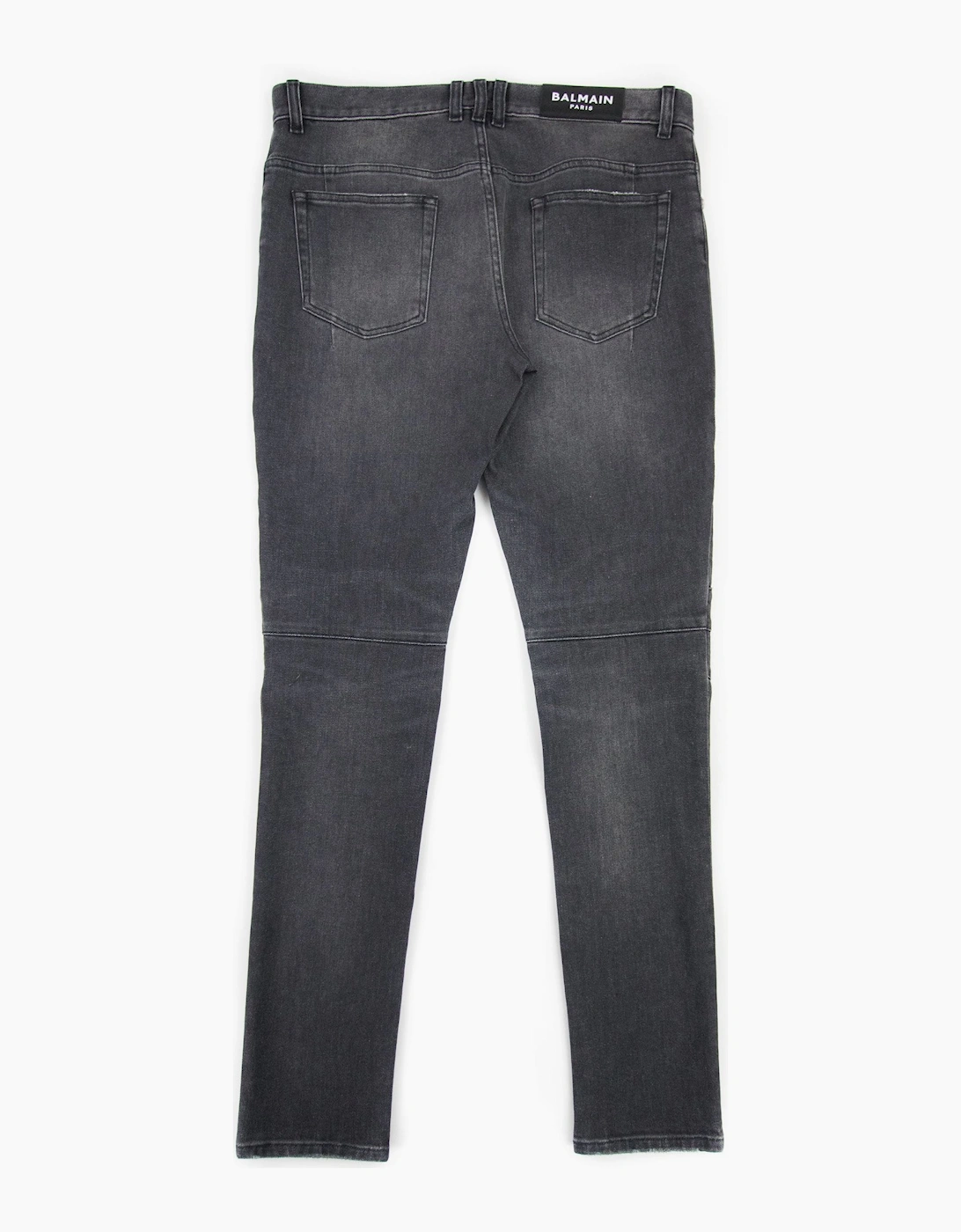 Balmain Slim Cut Ripped Black Faded Cotton Jeans Black