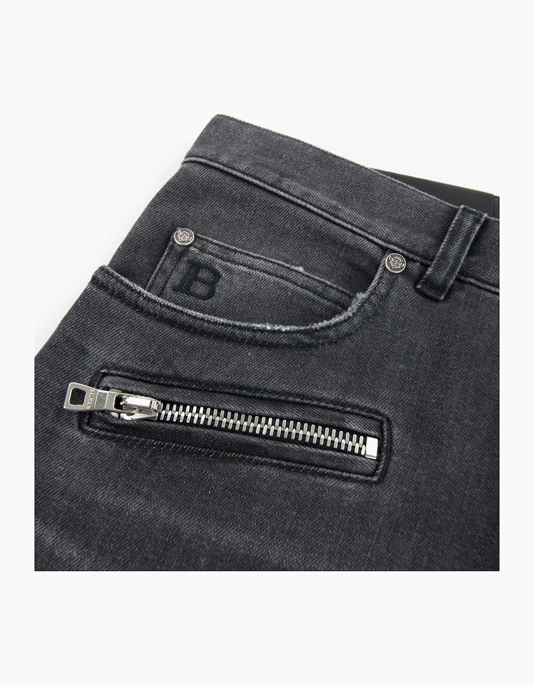 Balmain Slim Cut Ripped Black Faded Cotton Jeans Black