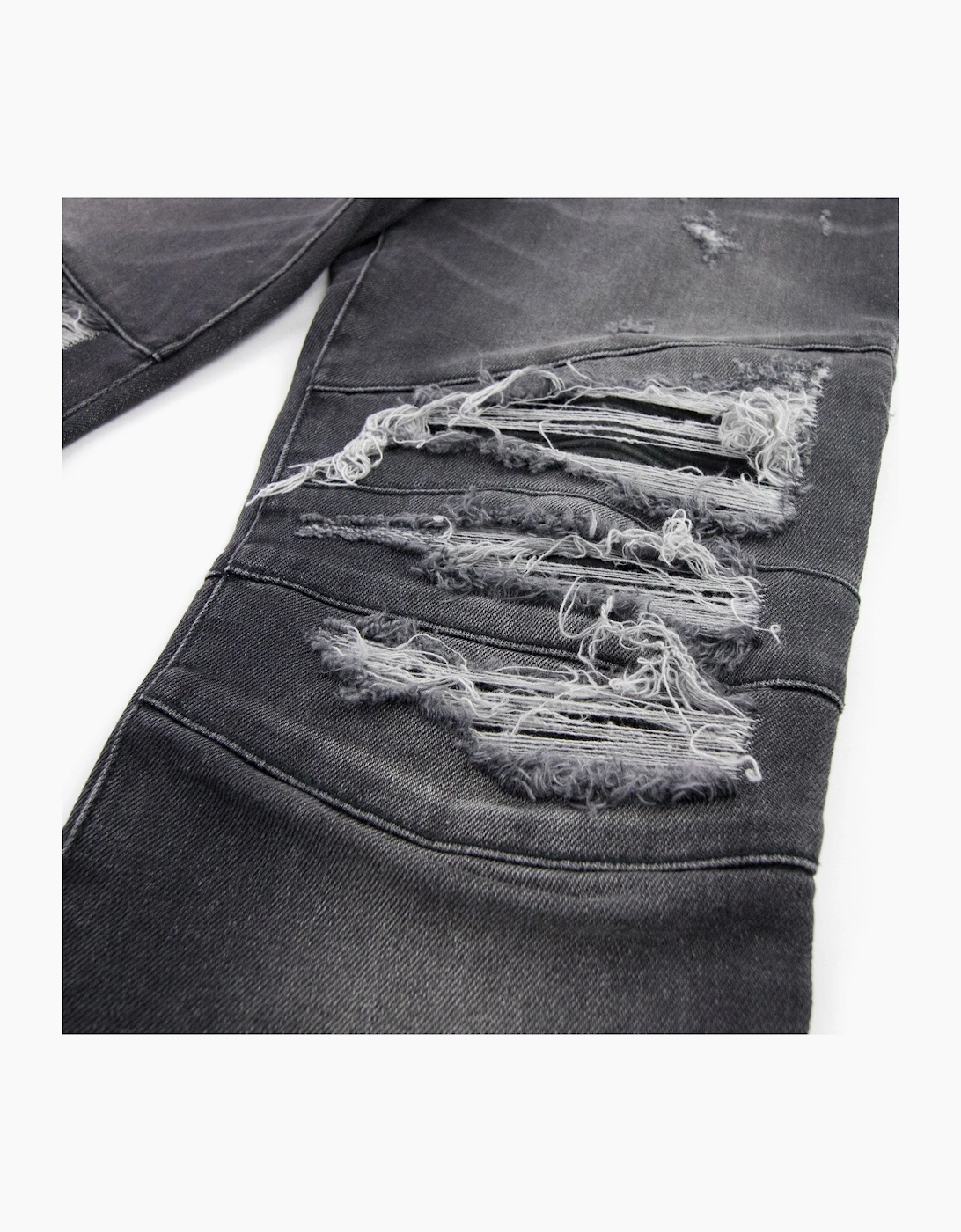 Balmain Slim Cut Ripped Black Faded Cotton Jeans Black