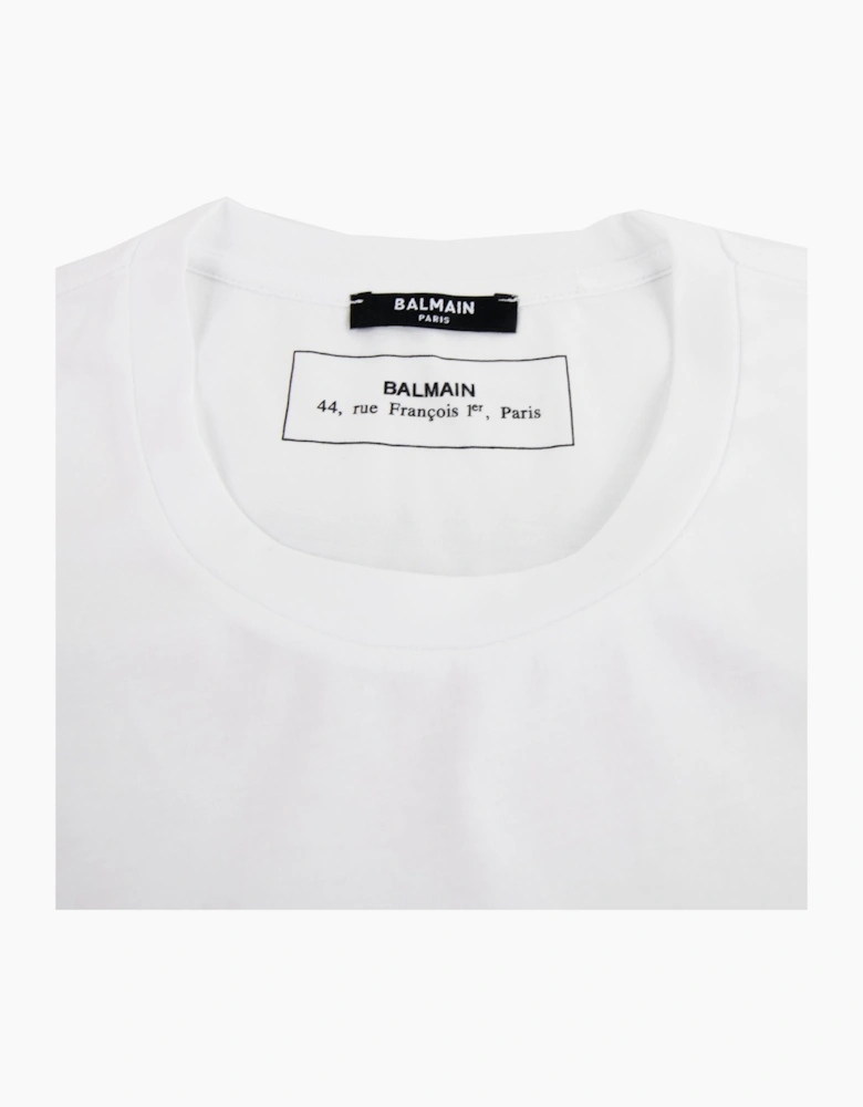 Balmain Printed Balmain Paris Logo T Shirt White