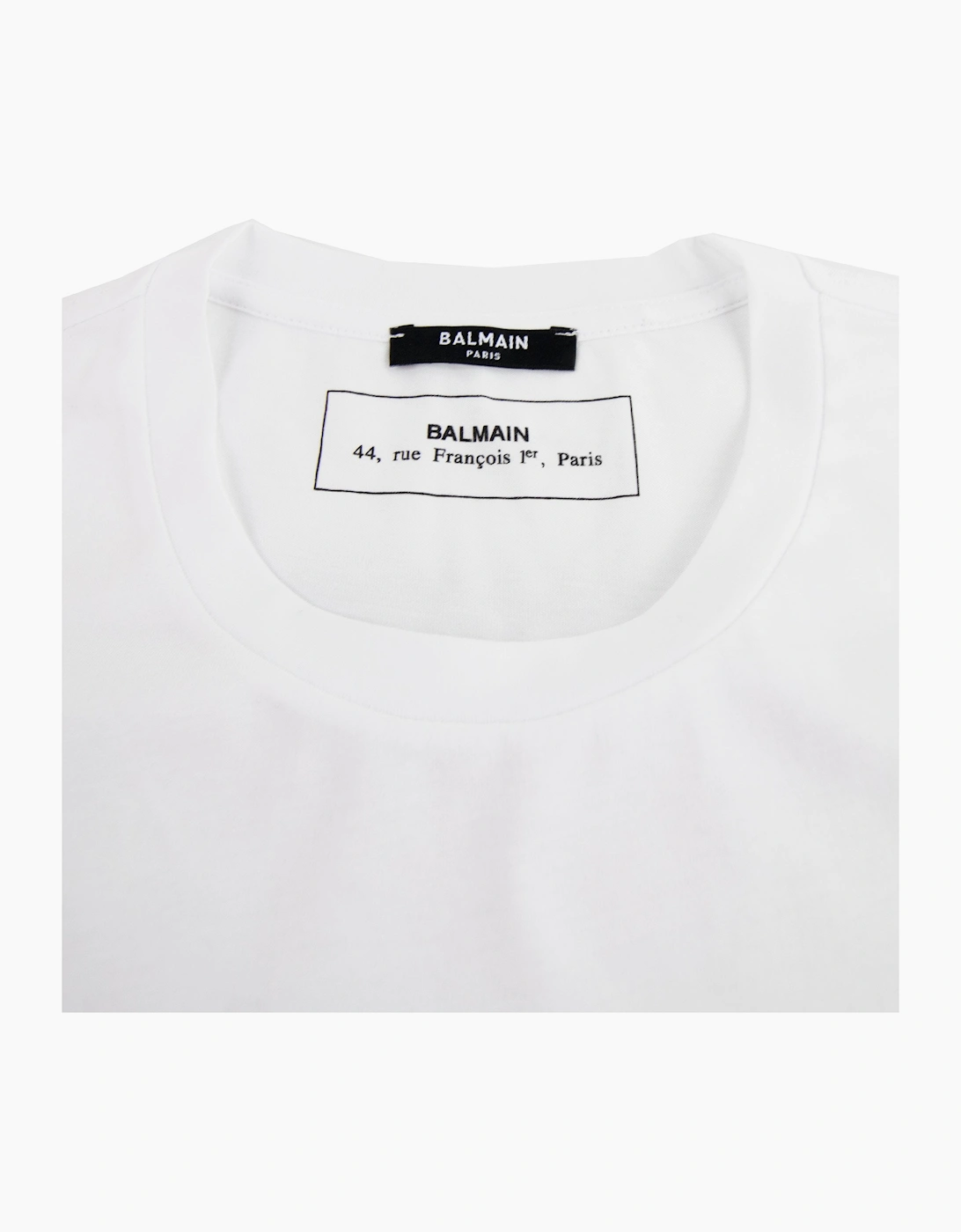 Balmain Printed Balmain Paris Logo T Shirt White