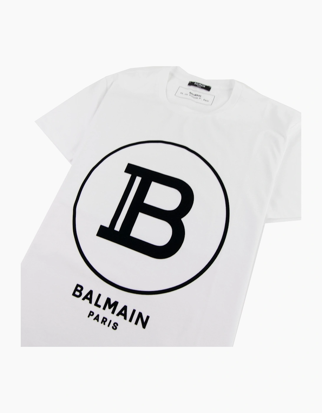 Balmain Printed Balmain Paris Logo T Shirt White