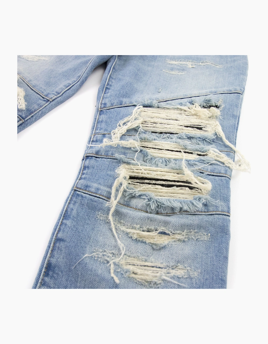 Balmain Slim Cut Ripped Cotton Jeans Denim