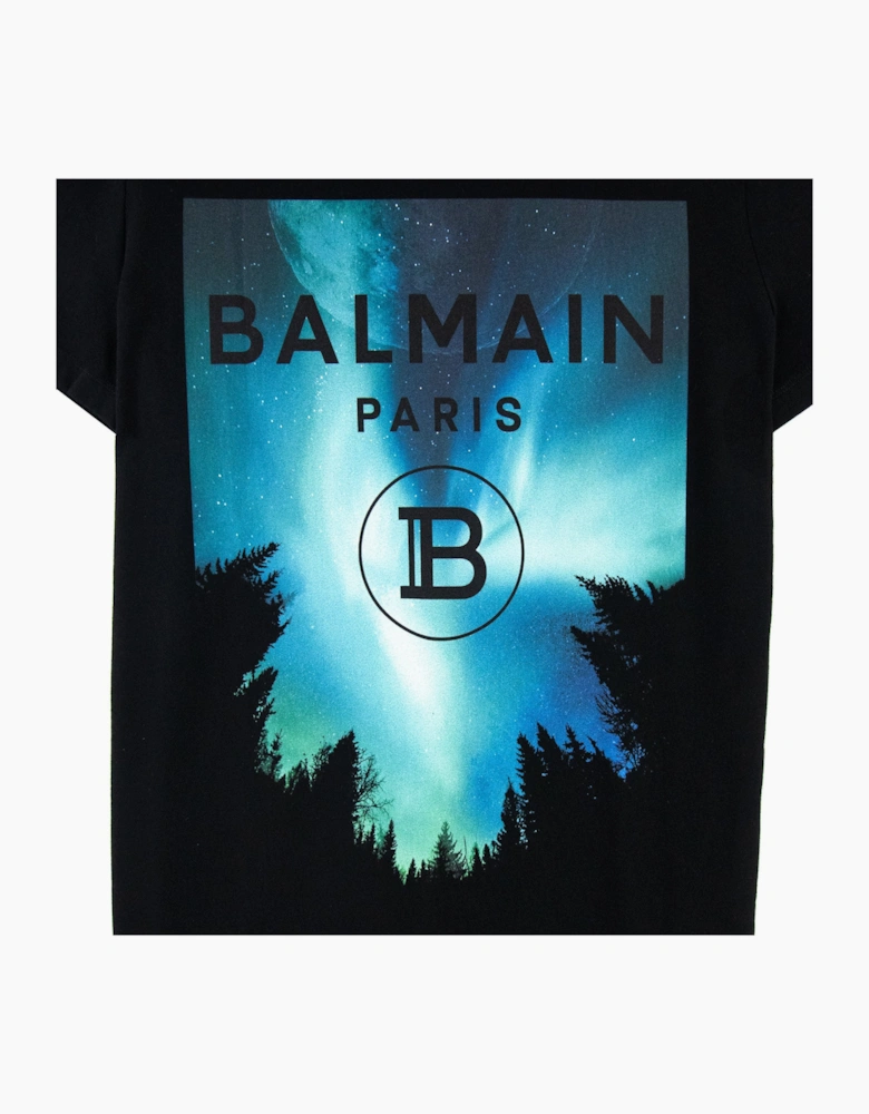 Balmain Moon Print T Shirt Black
