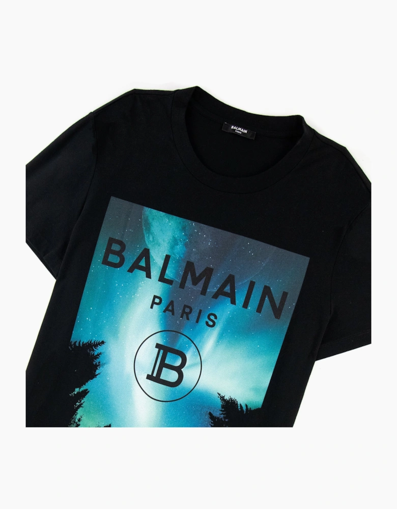 Balmain Moon Print T Shirt Black