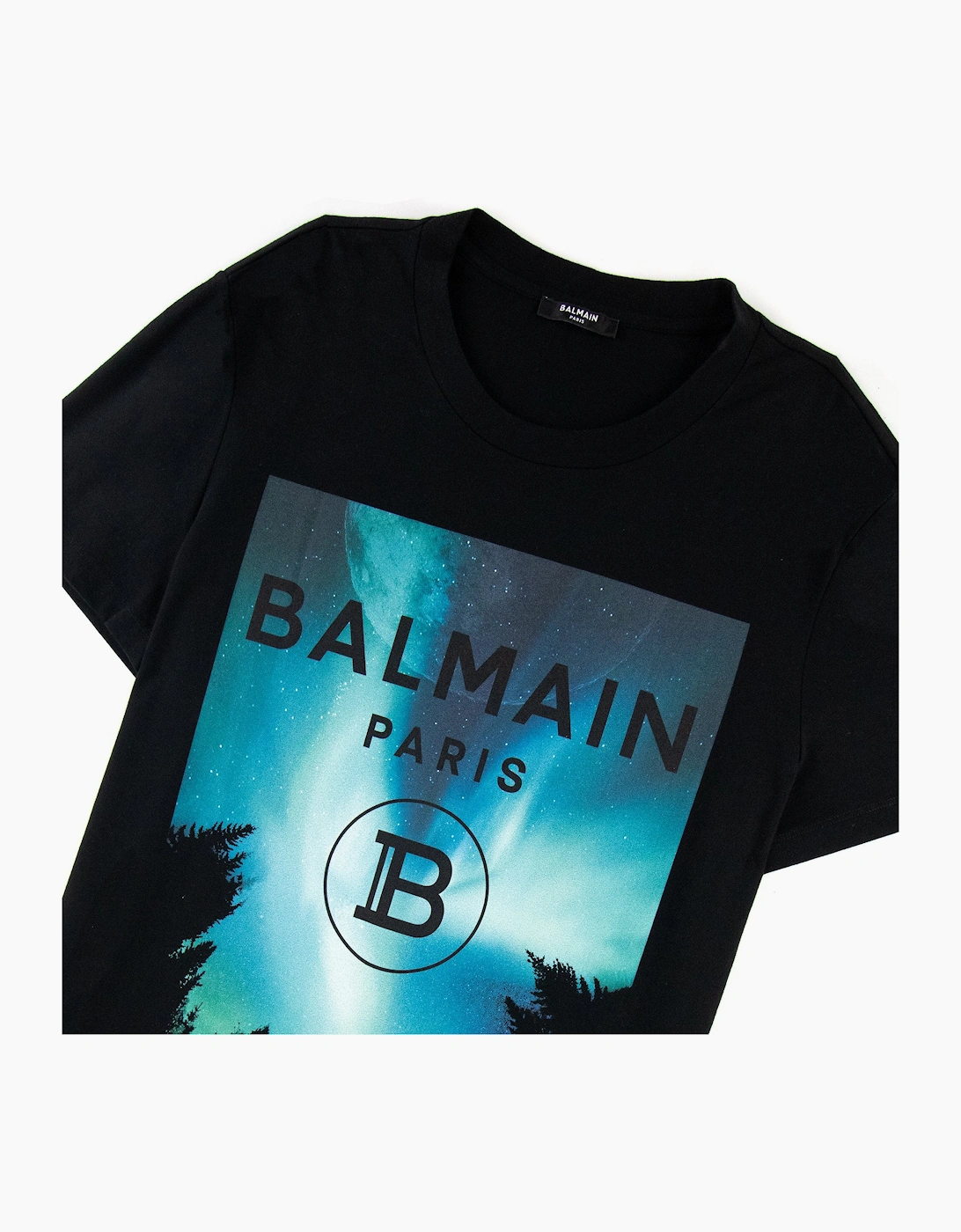 Balmain Moon Print T Shirt Black