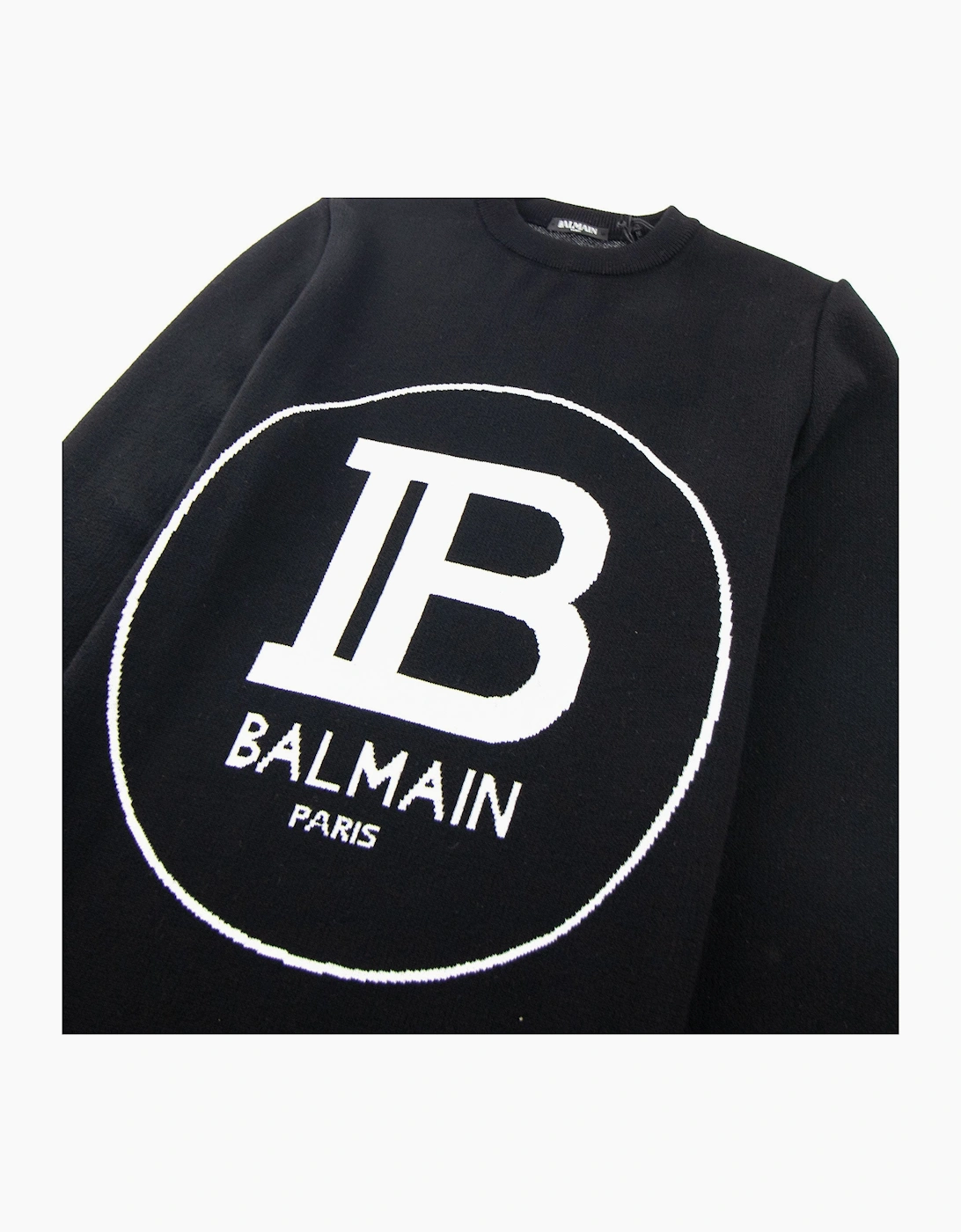 Balmain Circle Logo Knitted Crew Neck Sweatshirt Black