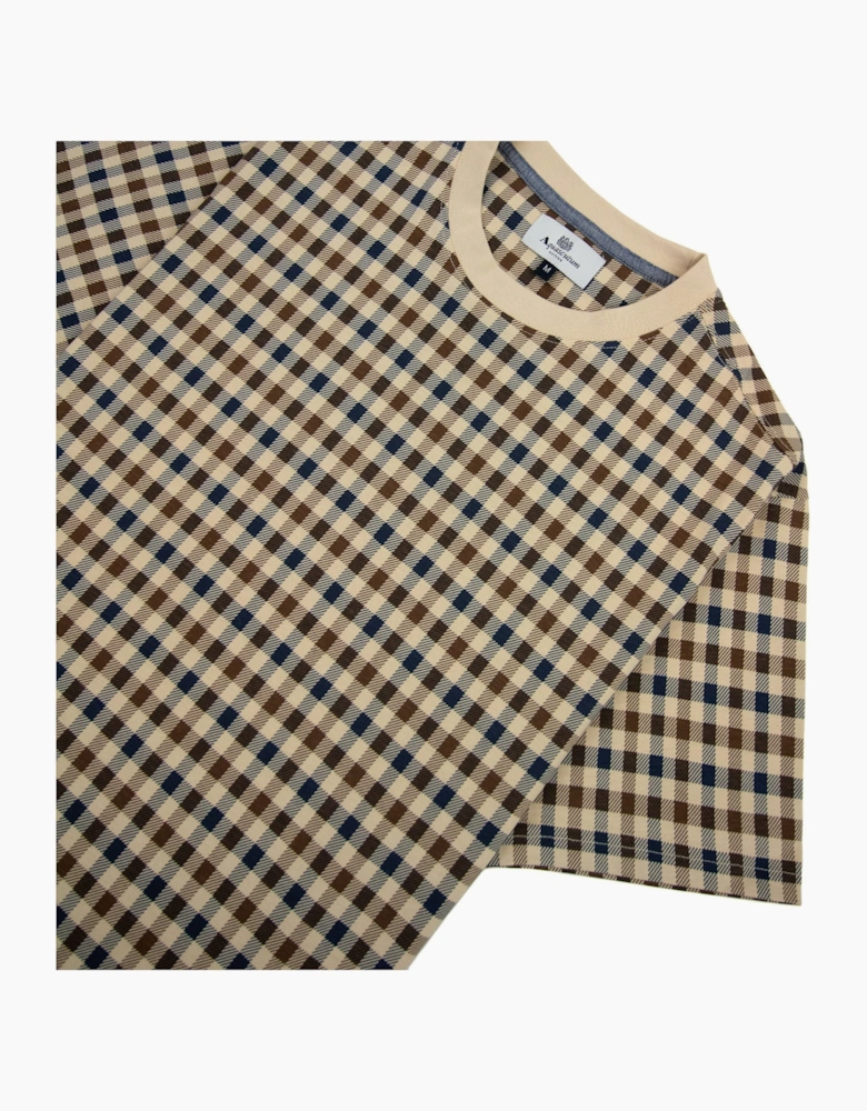 Aquascutum Active Club Check T Shirt Beige 03