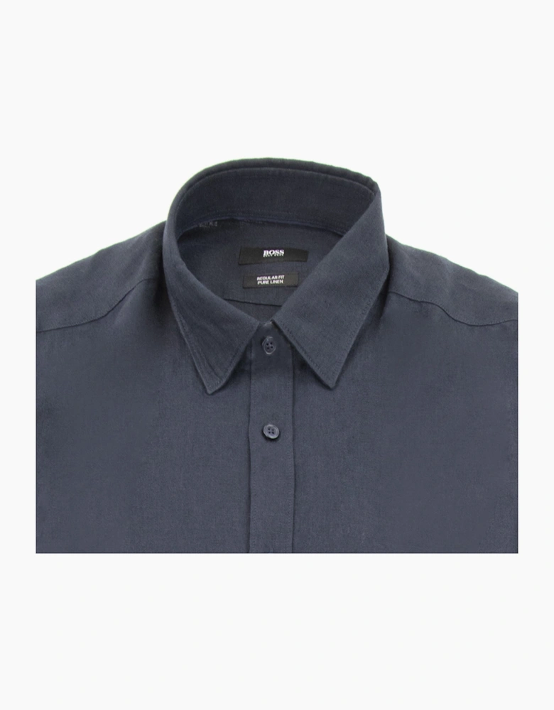 Hugo Boss Luka Short Sleeve Pur Linen Shirt Navy