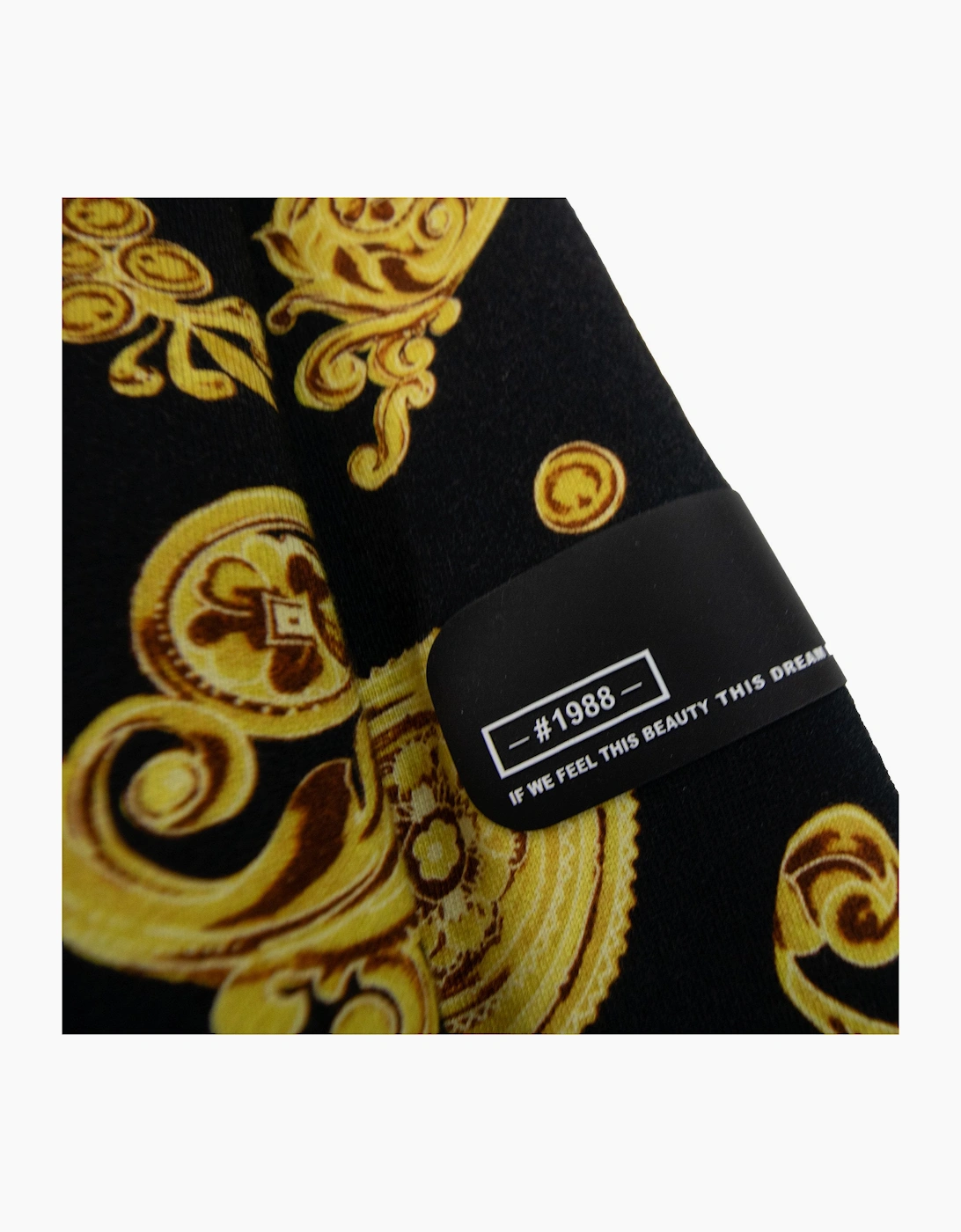 Versace Jeans Couture All Over Printed Brocade Zip Up Hoodie Black