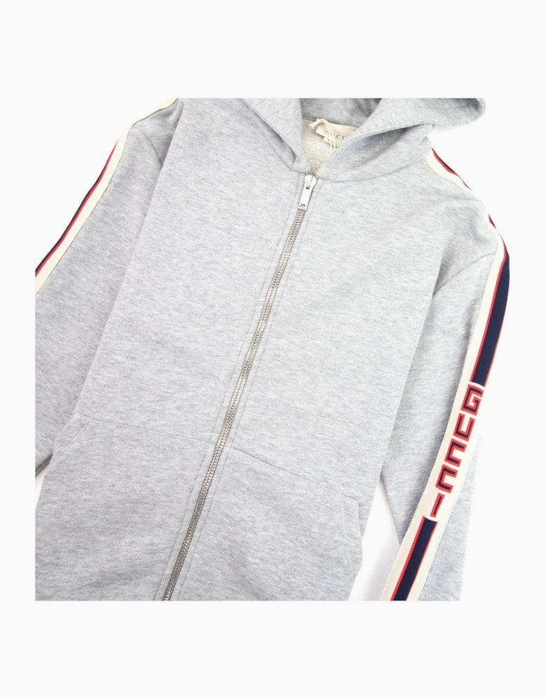 Gucci Junior Stripe Zip Up Hoody Grey 1143