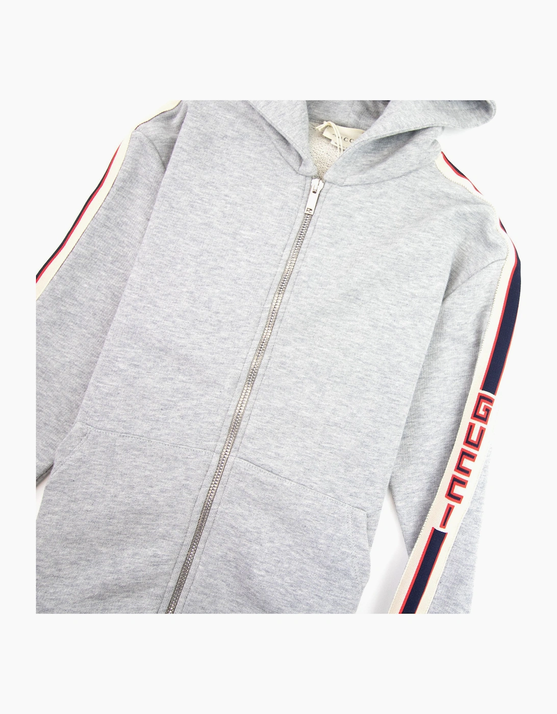 Gucci Junior Stripe Zip Up Hoody Grey 1143