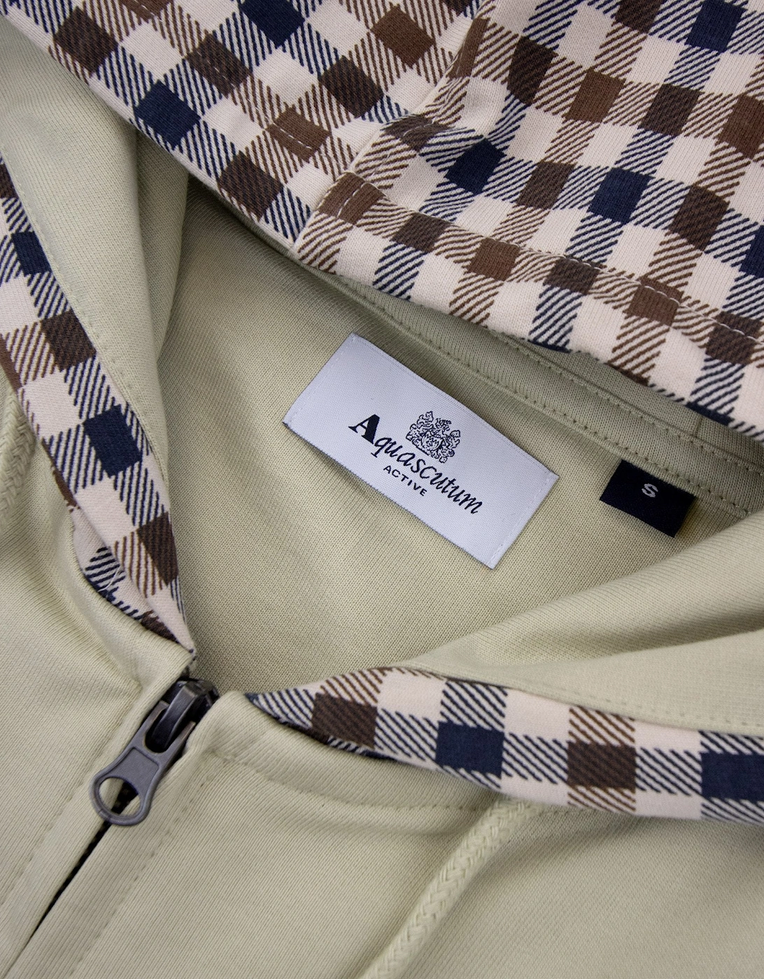 Aquascutum Fz Club Check Hoody Beige 03