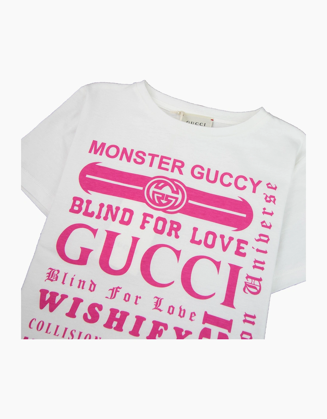 Gucci Junior Logomania Print T-shirt Cream/Pink 9473