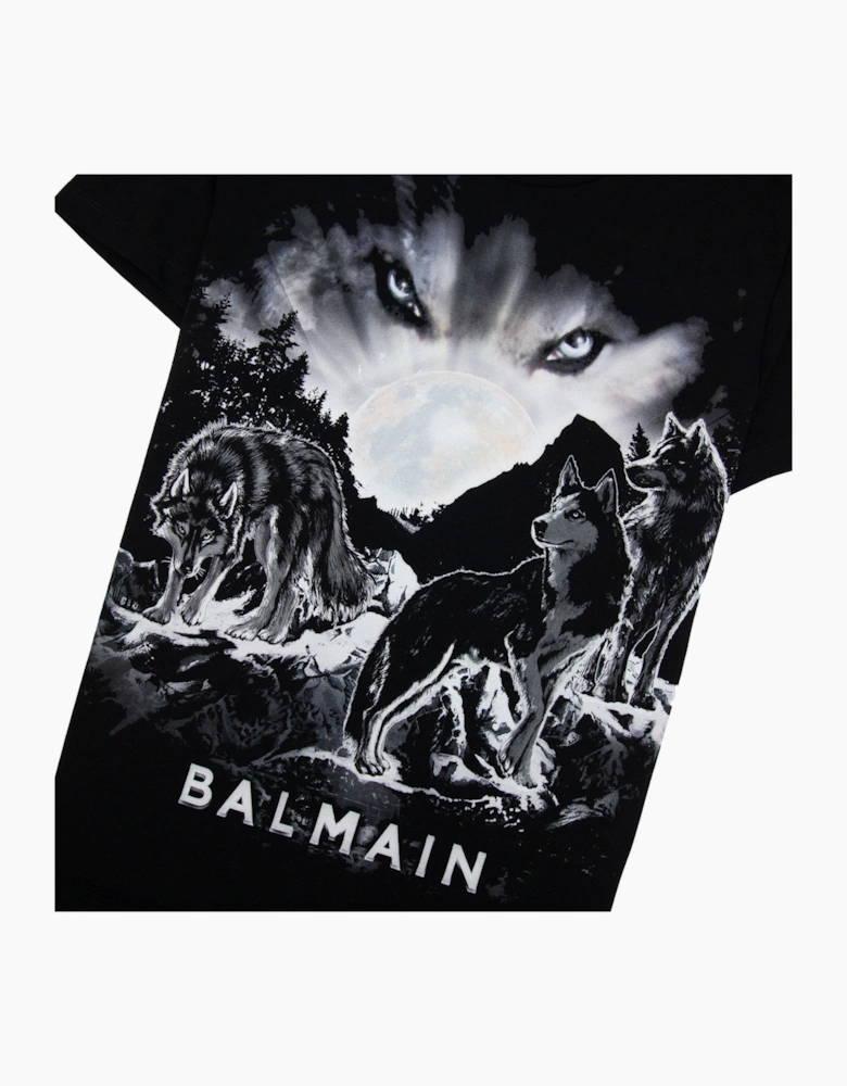 Balmain Wolf Eyes Moon T-Shirt Black