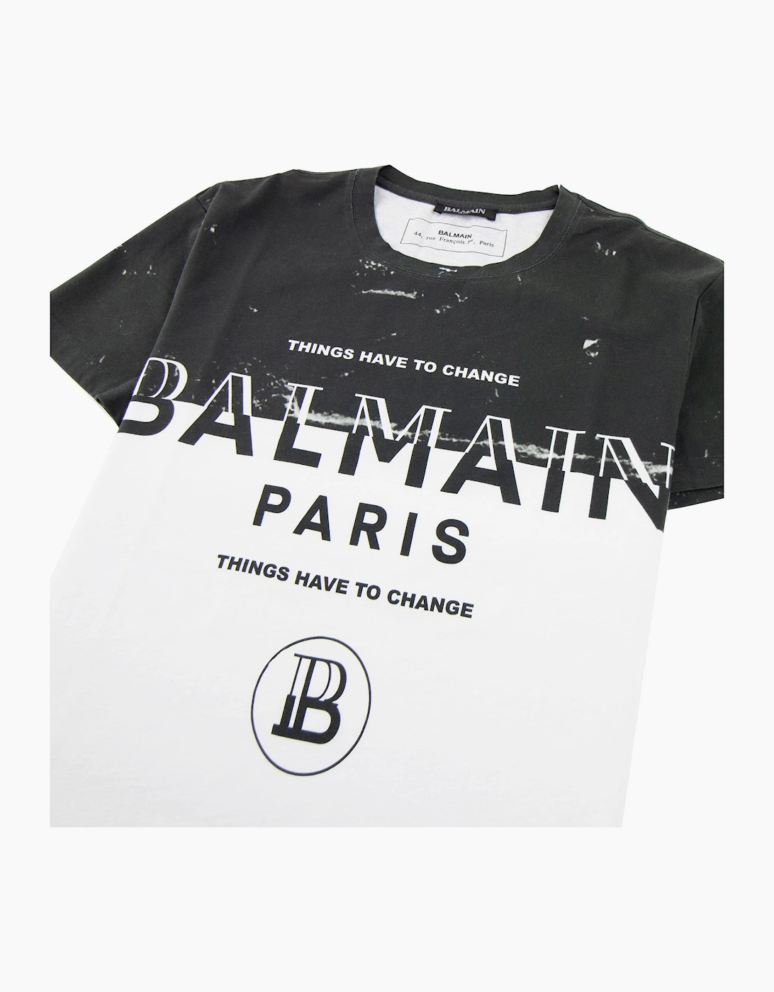 Balmain Paris Logo Print T Shirt Black/White