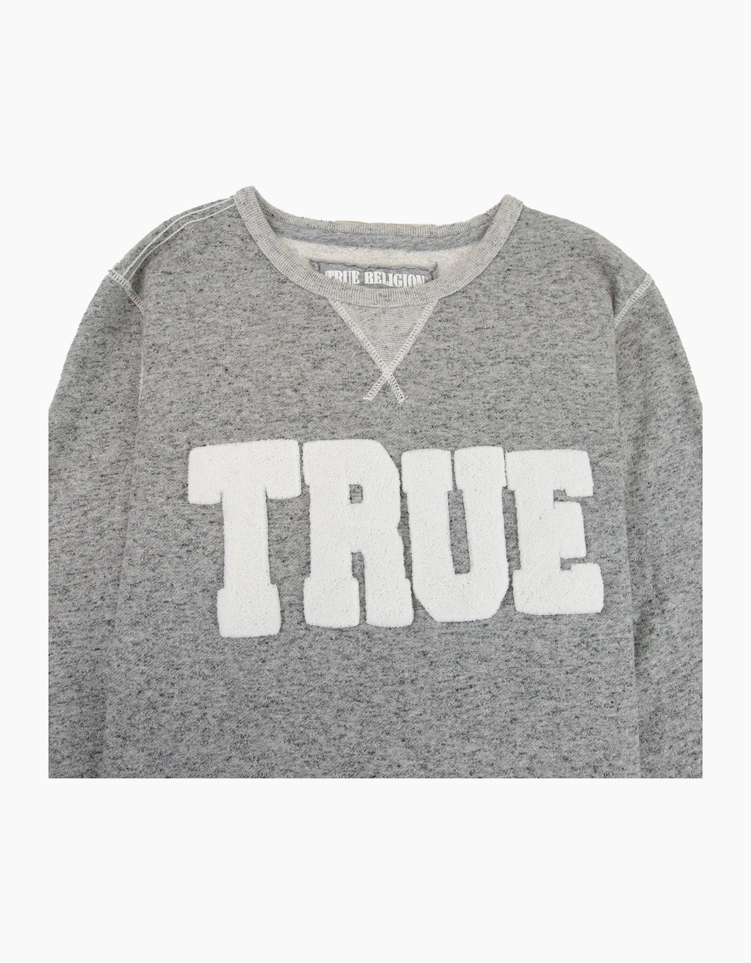 True Religion Felt True Logo Crew Sweatshirt Grey Marl