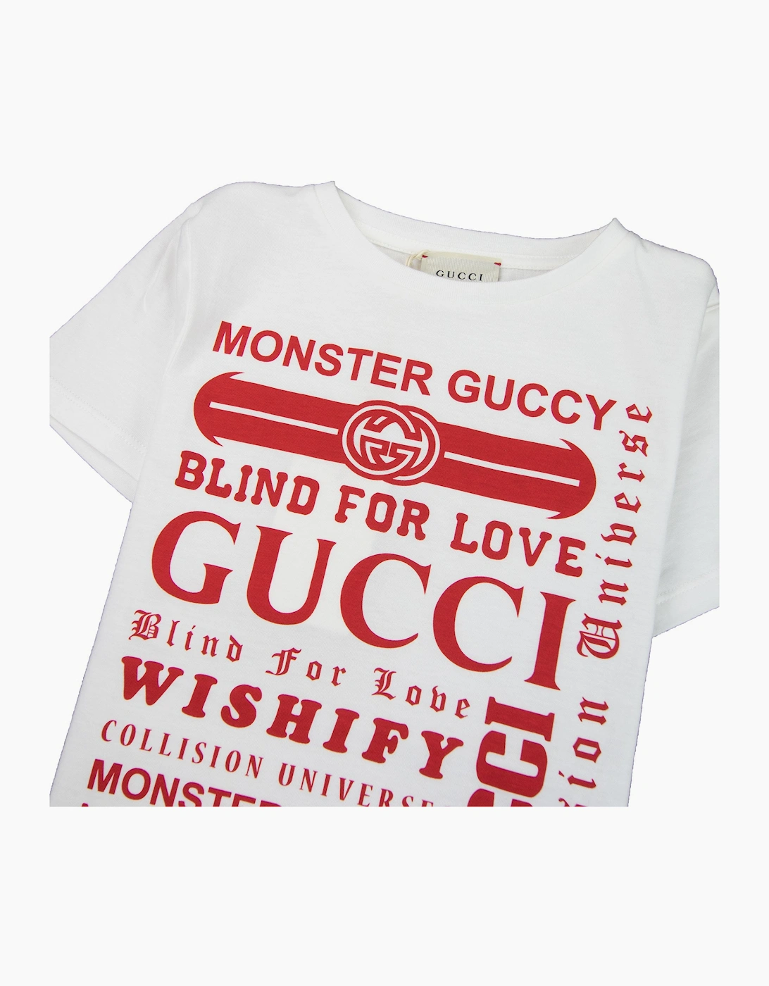 Gucci Junior Logomania Print T-Shirt Cream/Red 9250