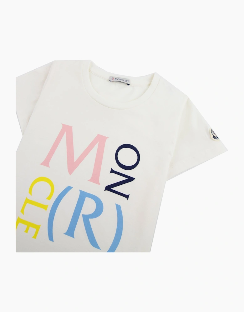Moncler Junior Maglia Logo Print T-shirt White 034