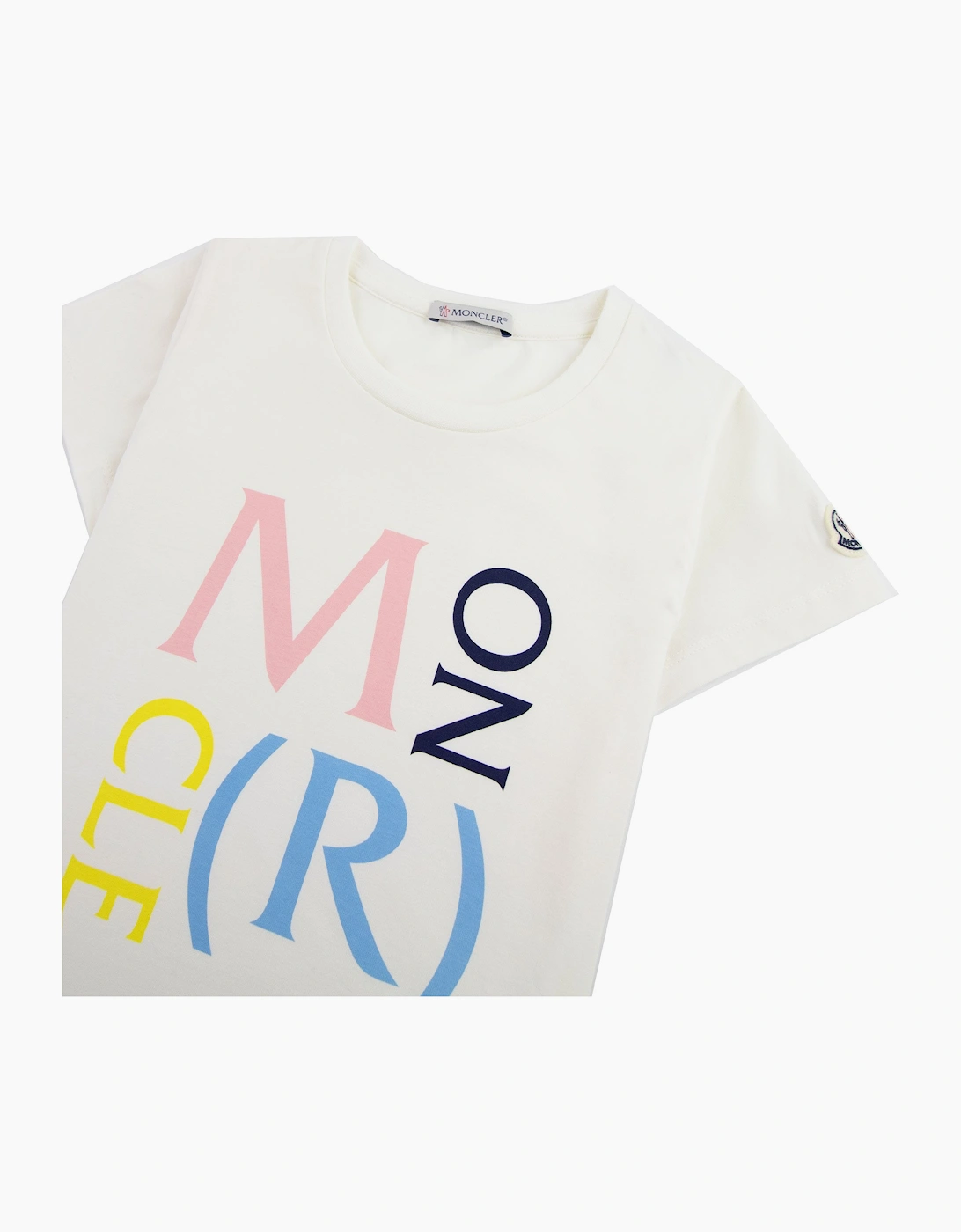 Moncler Junior Maglia Logo Print T-shirt White 034