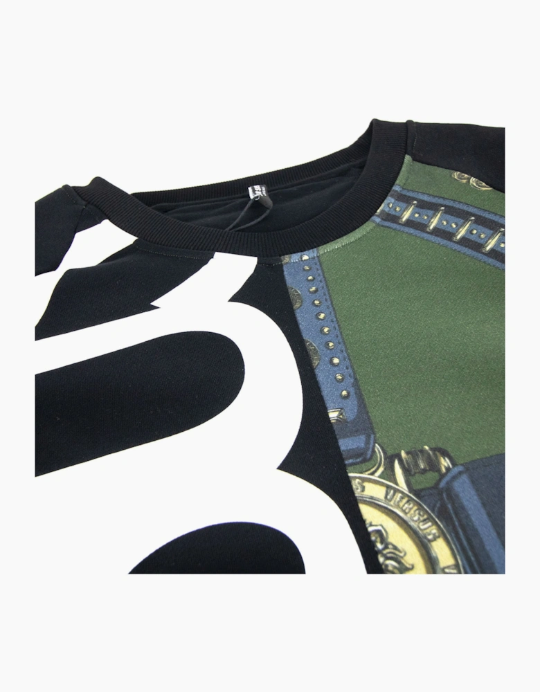 Versace Versus Logo Pattern Crewneck Sweatshirt Black