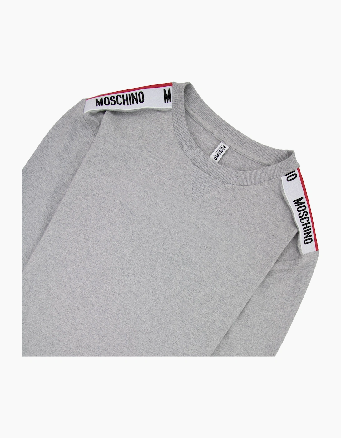 Moschino Underwear Shoulder Tape Logo Sweatshirt Light Grey