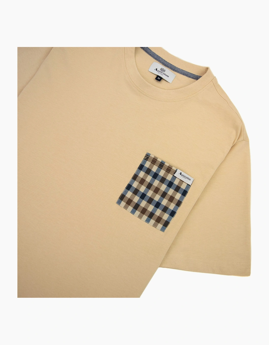 Aquascutum Active Club Check Pocket T Shirt Beige 03
