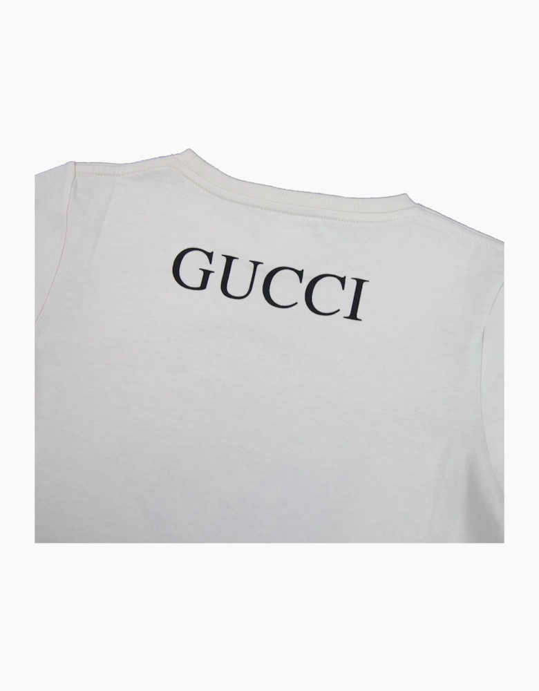 Gucci Junior Cheetah Logo Crew Neck T-shirt Cream 9247