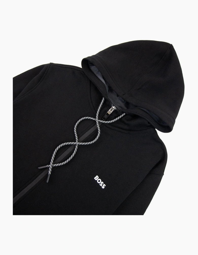 Hugo Boss Saggy Embroidered Contrast Logo Zip Up Sweatshirt Black 001