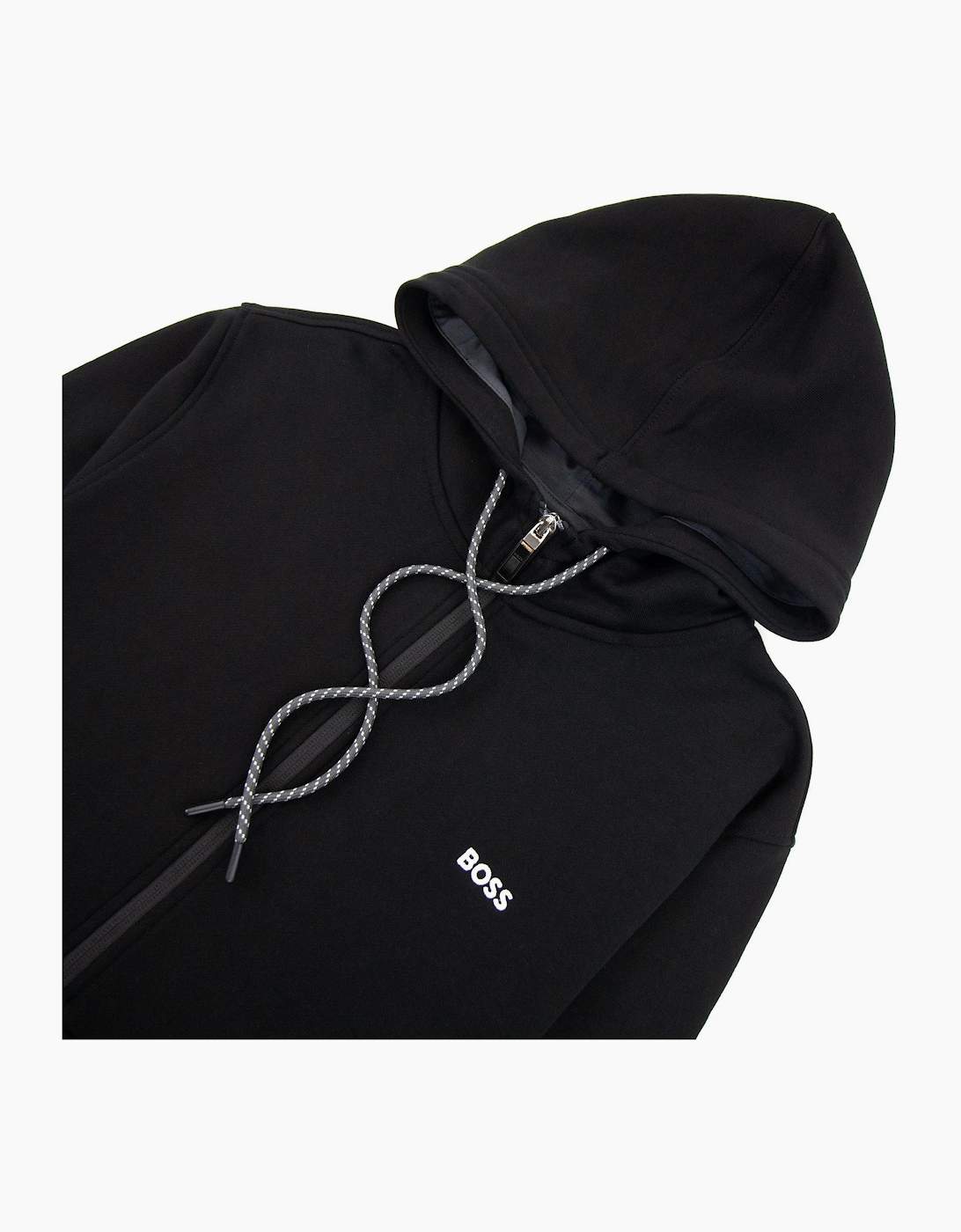 Hugo Boss Saggy Embroidered Contrast Logo Zip Up Sweatshirt Black 001