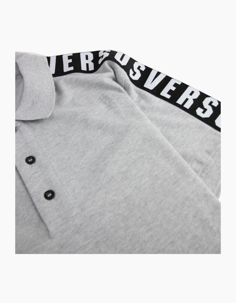 Versace Versus Shoulder Tape Logo Polo Shirt Light Grey