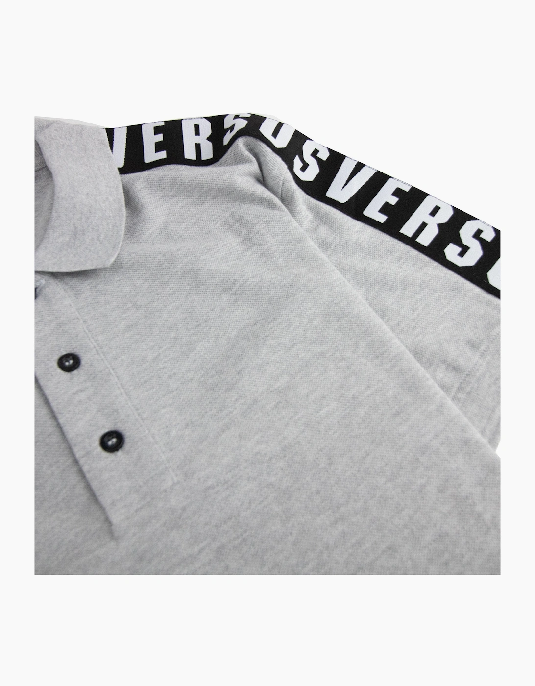 Versace Versus Shoulder Tape Logo Polo Shirt Light Grey