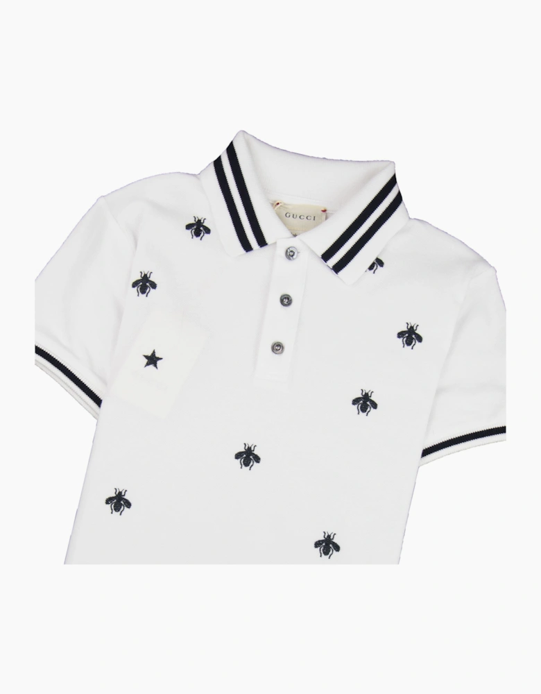 Gucci Junior Bees And Stars Polo Shirt White 9061