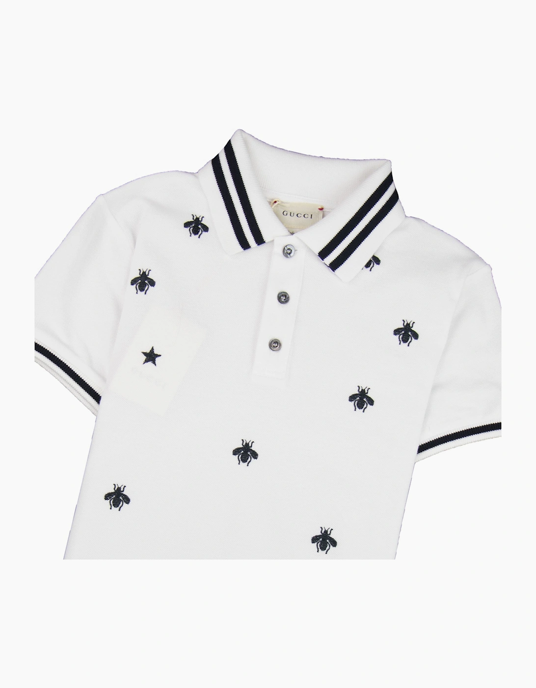 Gucci Junior Bees And Stars Polo Shirt White 9061