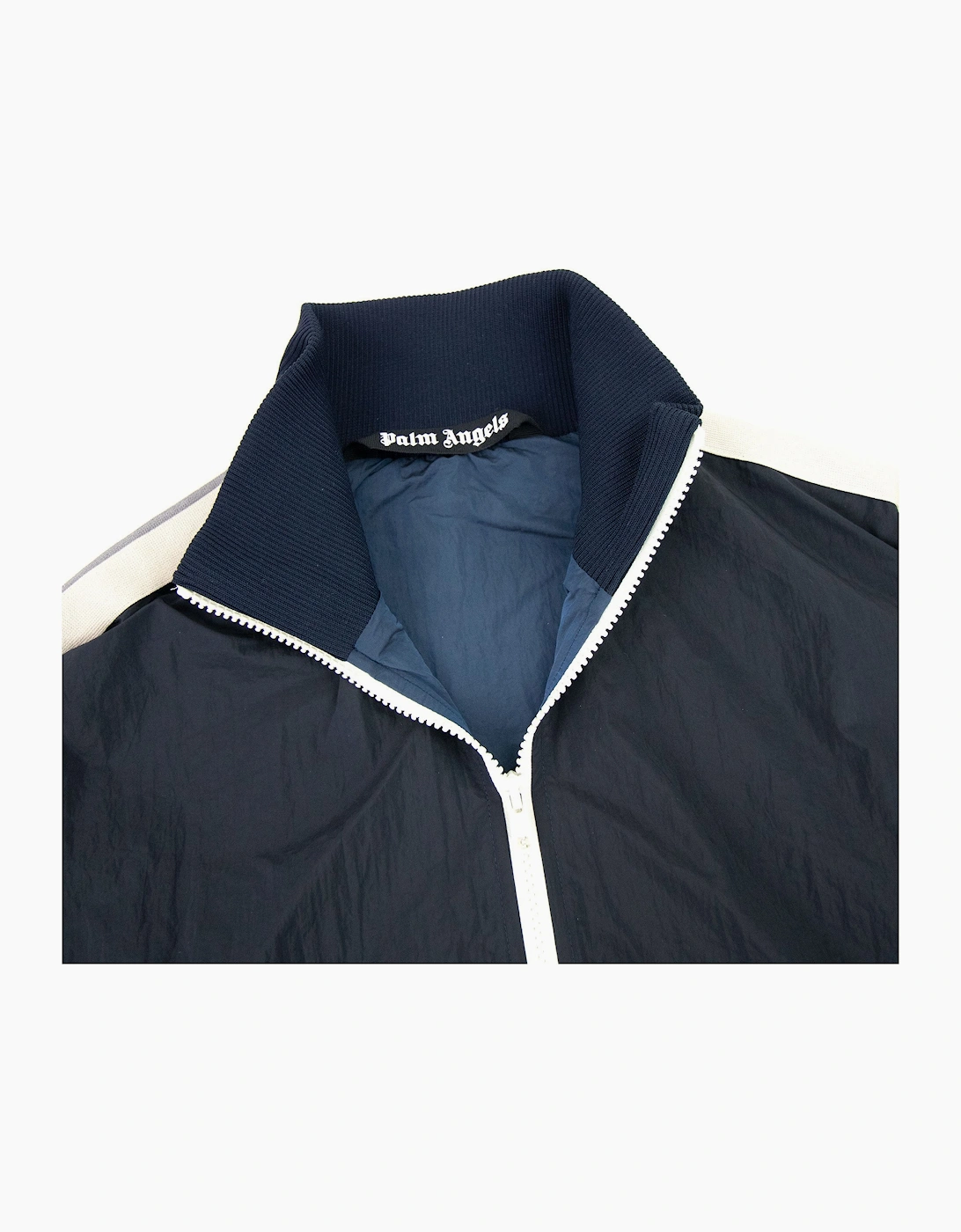 Palm Angels Curved Logo Wr Nylon Track Jacket Navy Blue