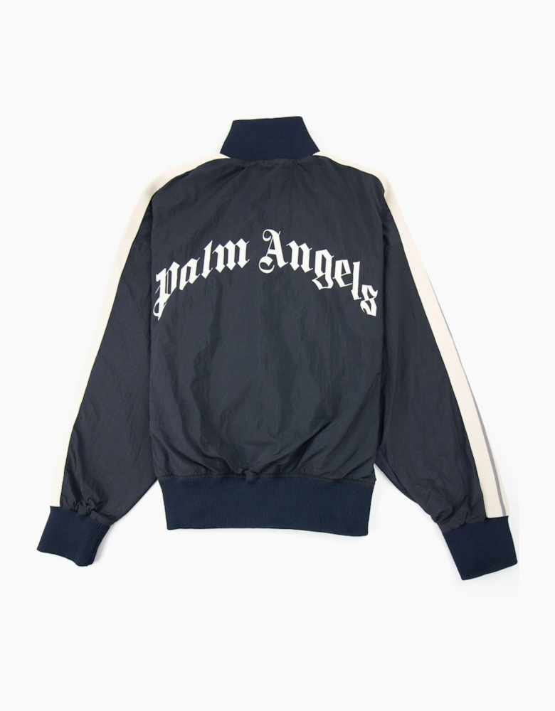 Palm Angels Curved Logo Wr Nylon Track Jacket Navy Blue