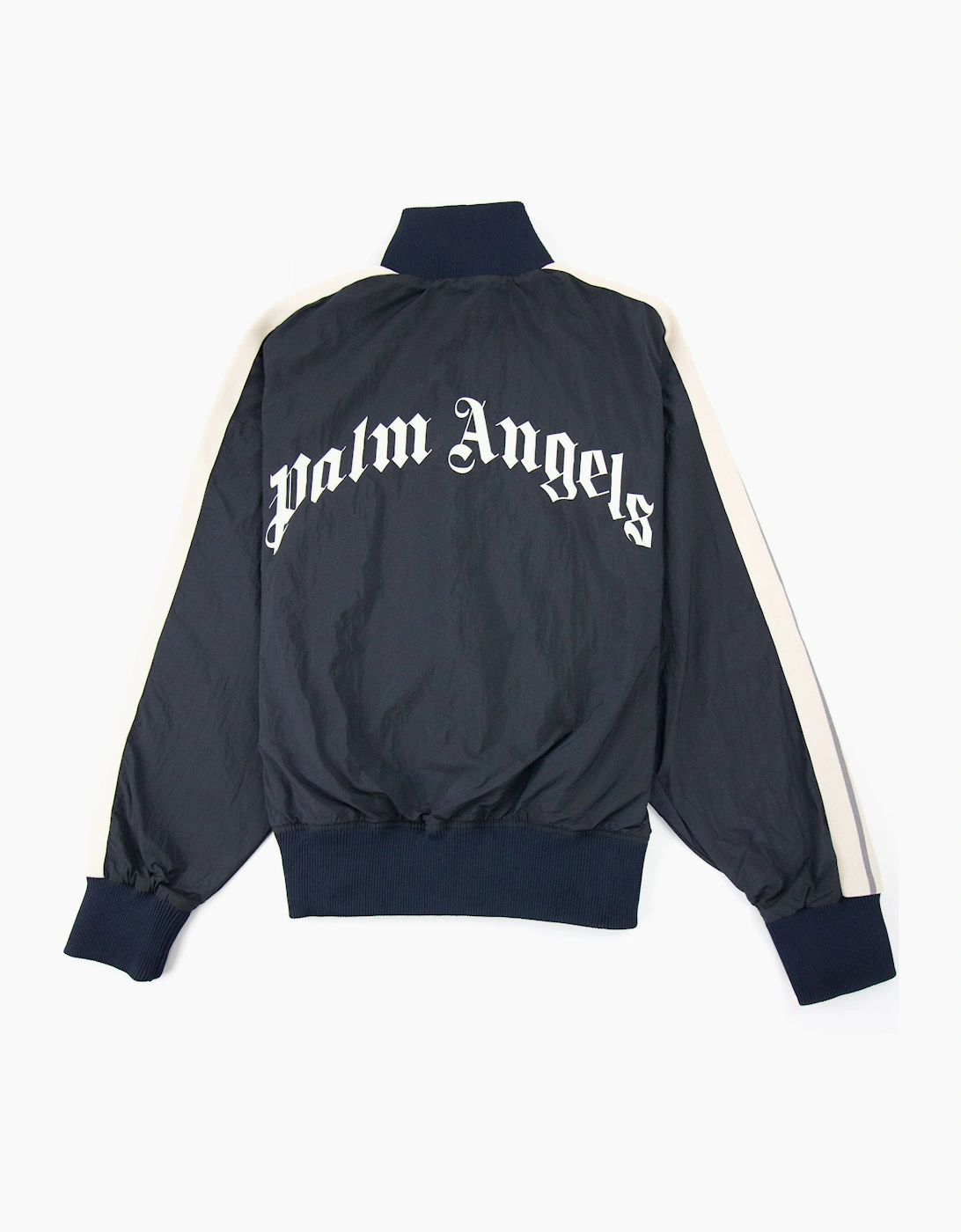 Palm Angels Curved Logo Wr Nylon Track Jacket Navy Blue