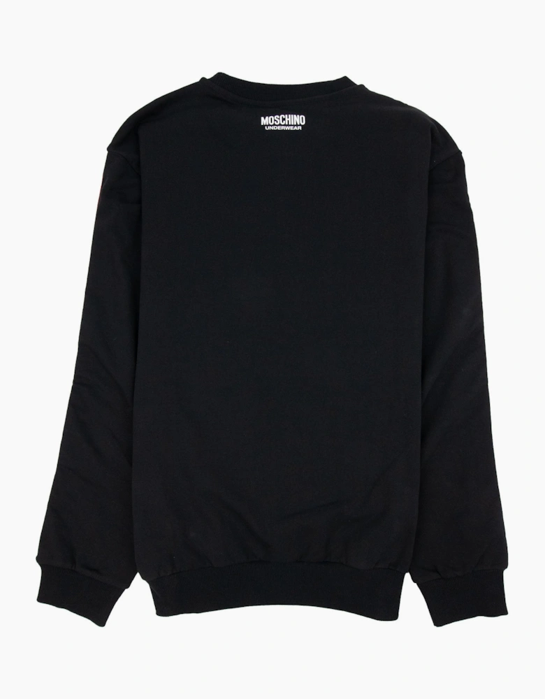 Moschino Underwear Tape Logo Crew Neck Sweatshirt Black 0555
