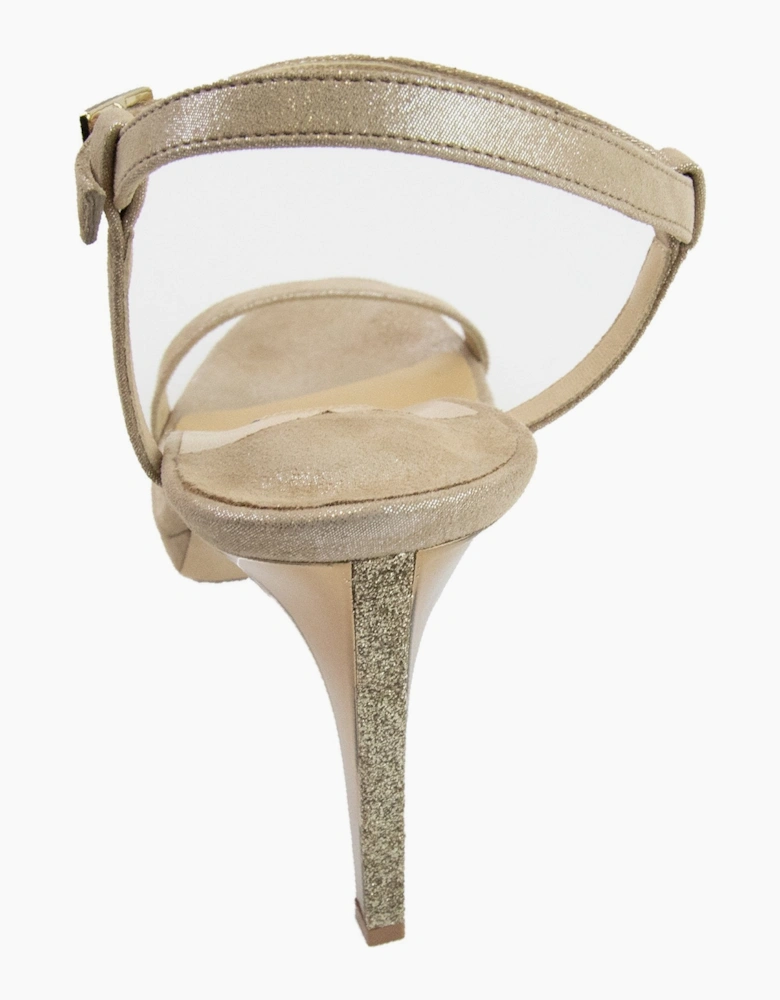 Jimmy Choo Claudette 100 Shimmer Leather Sandals Nude