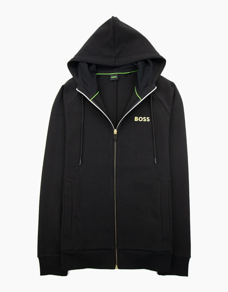 Hugo Boss Saggy 1 Embroidered Logo Zip Up Hoodie Black 001