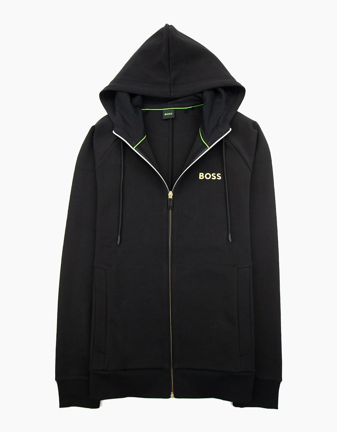 Hugo Boss Saggy 1 Embroidered Logo Zip Up Hoodie Black 001