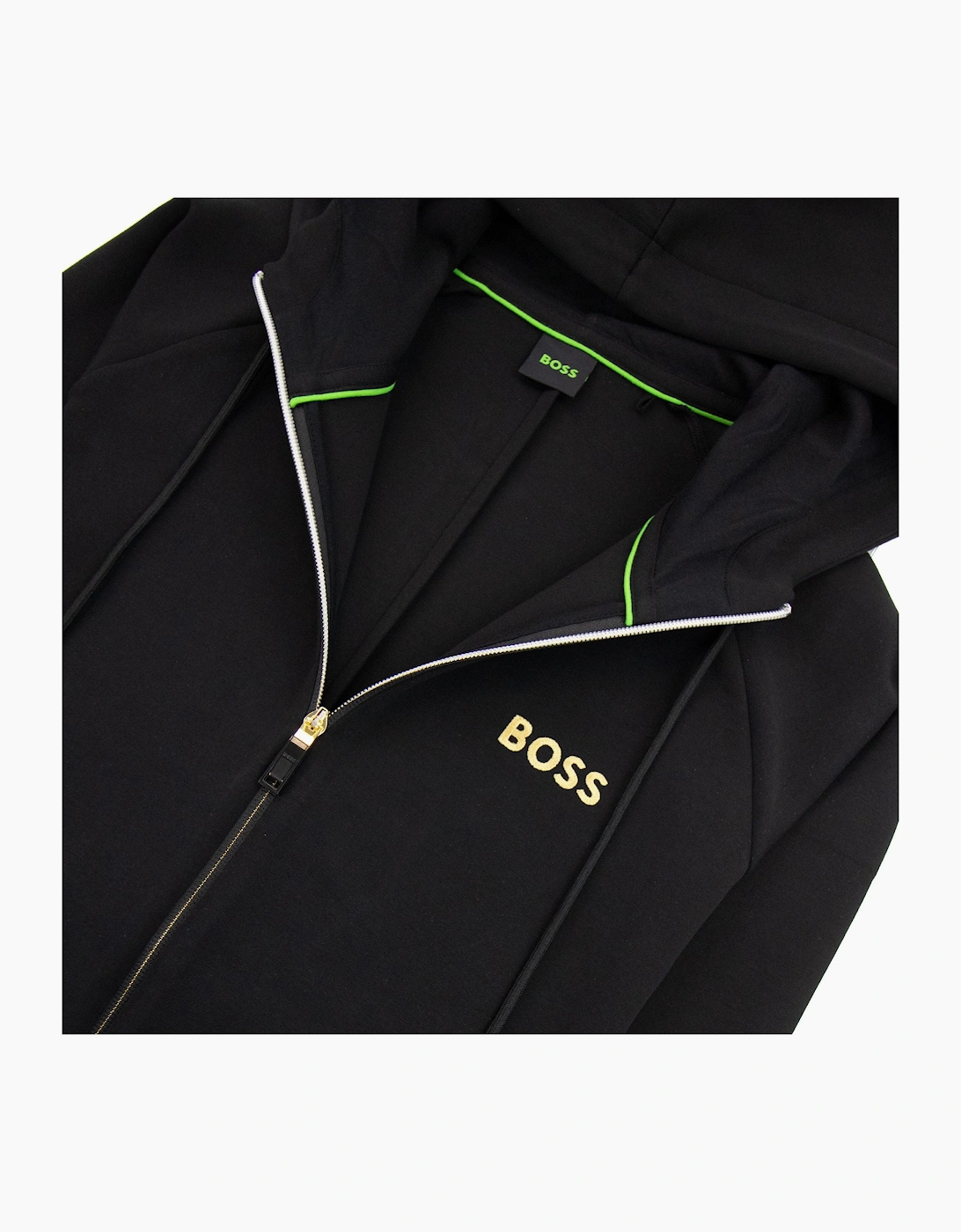 Hugo Boss Saggy 1 Embroidered Logo Zip Up Hoodie Black 001