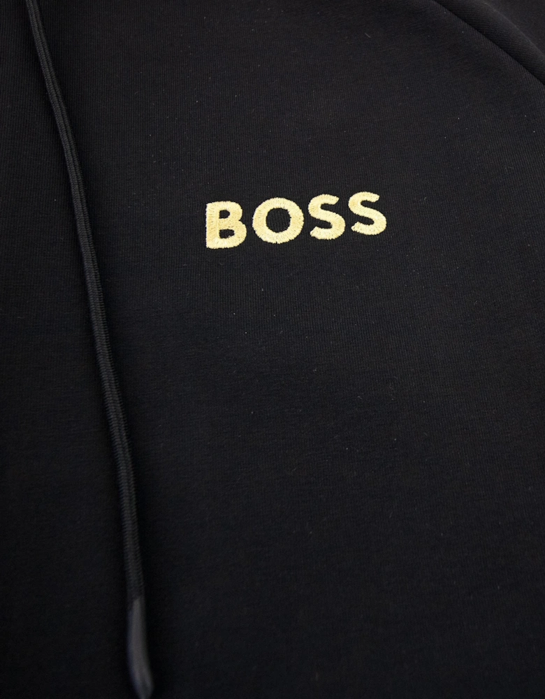 Hugo Boss Saggy 1 Embroidered Logo Zip Up Hoodie Black 001
