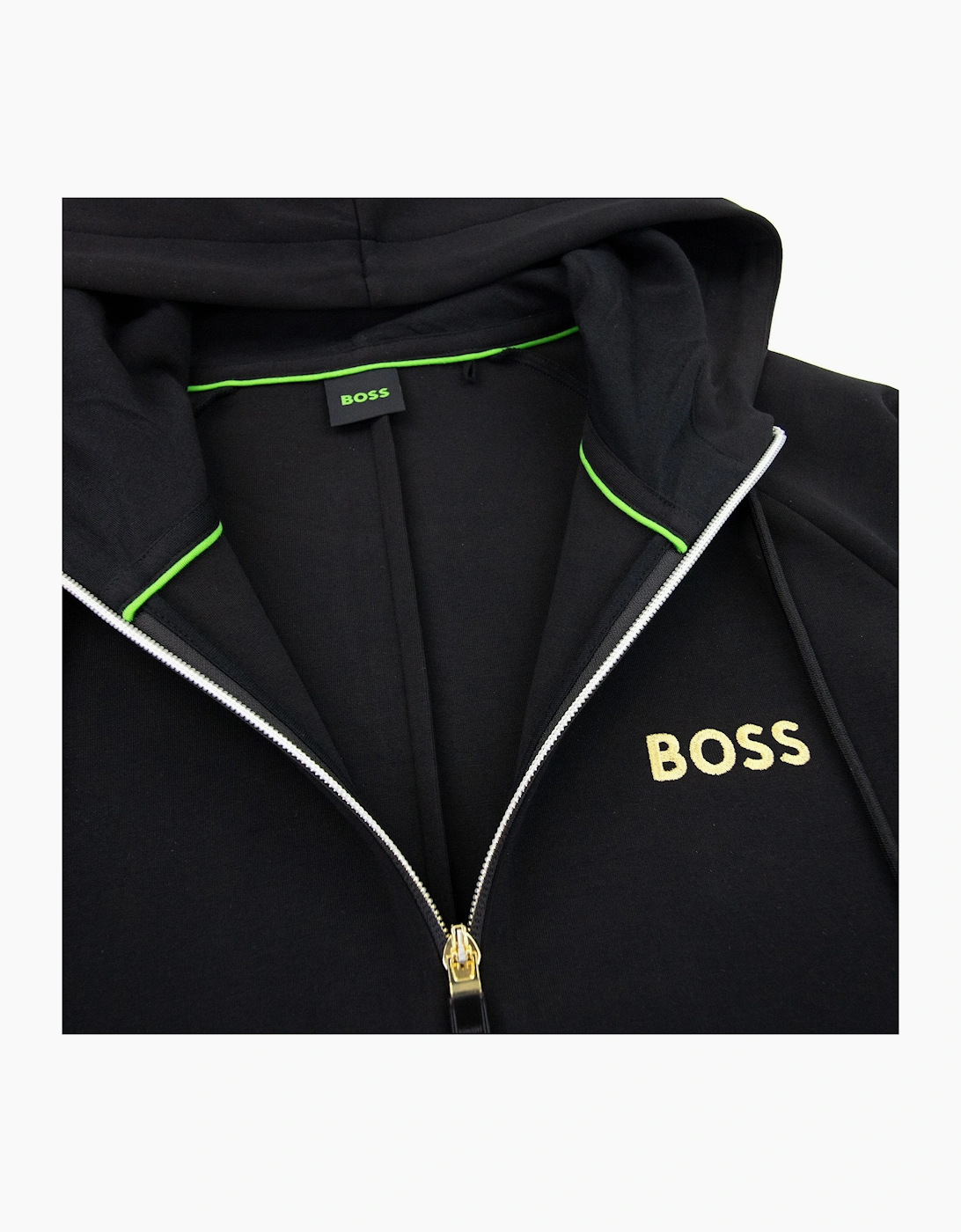 Hugo Boss Saggy 1 Embroidered Logo Zip Up Hoodie Black 001