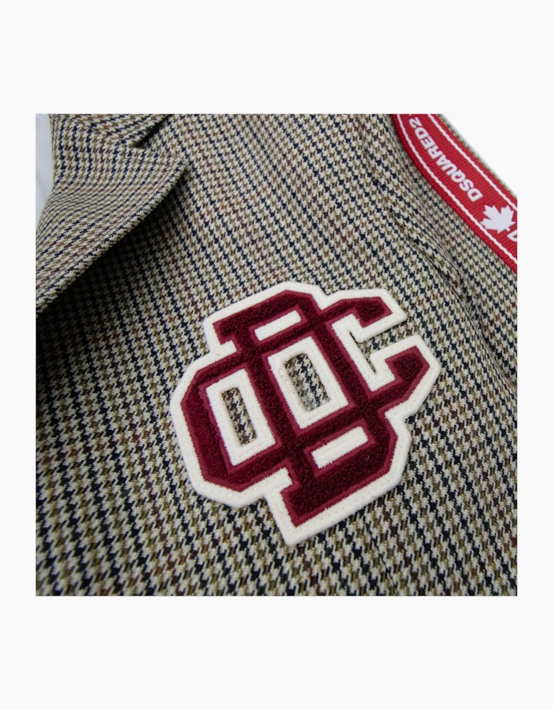 Dsquared2 Tape Detail Check Sport Blazer Jacket Beige 001