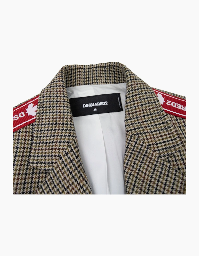 Dsquared2 Tape Detail Check Sport Blazer Jacket Beige 001