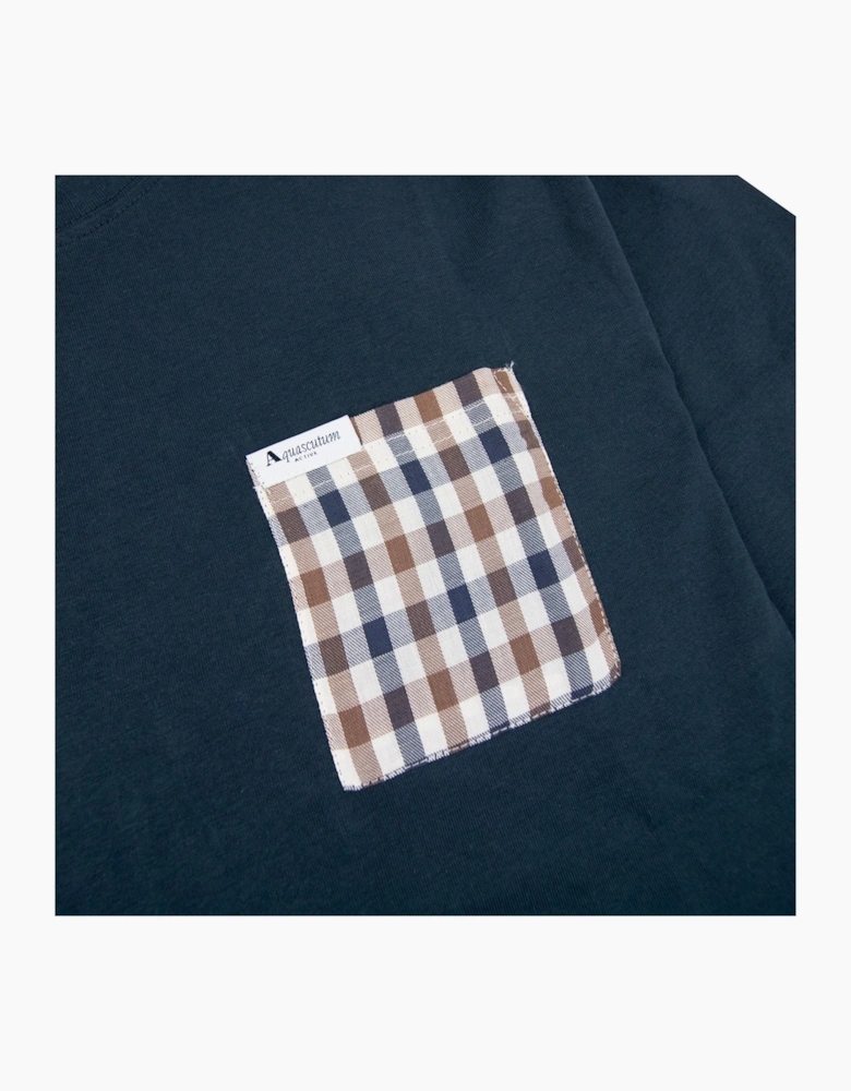 Aquascutum Club Check Pocket T Shirt Navy 11