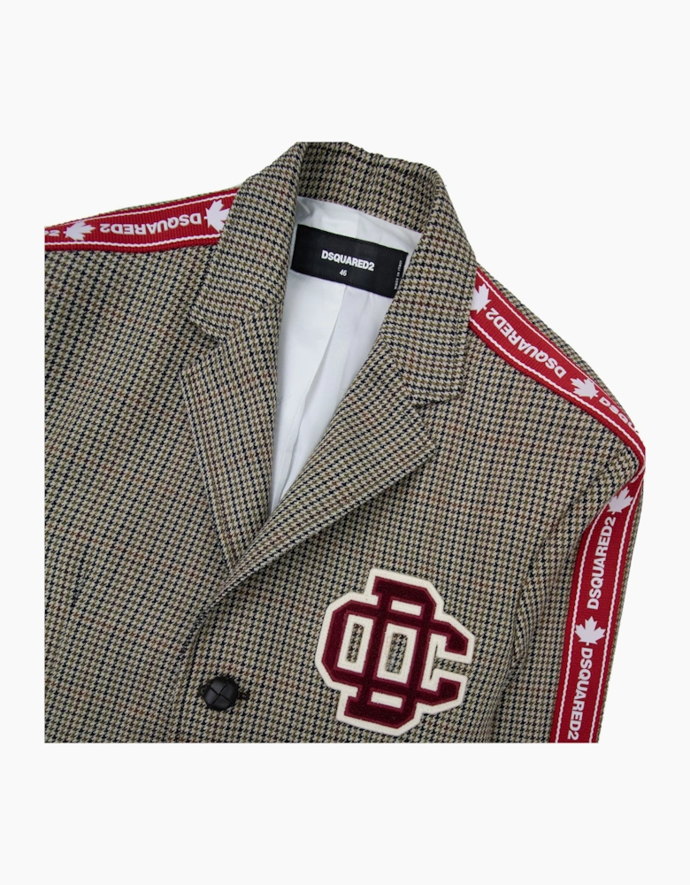Dsquared2 Tape Detail Check Sport Blazer Jacket Beige 001