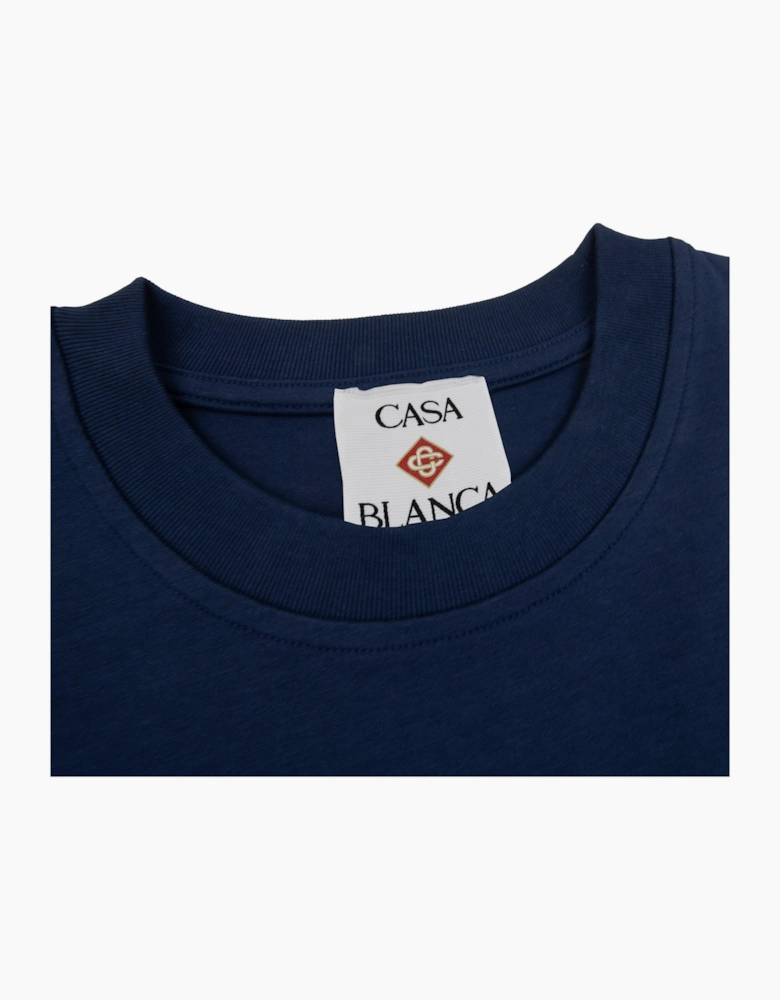 Casablanca Tennis Club Icon Printed T-shirt Navy